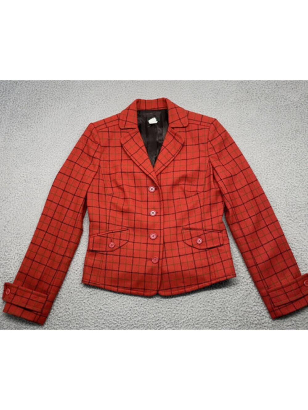 J Crew Blazer Women Small Red Plaid Wool Jacket Christmas Office Holiday Vintage
